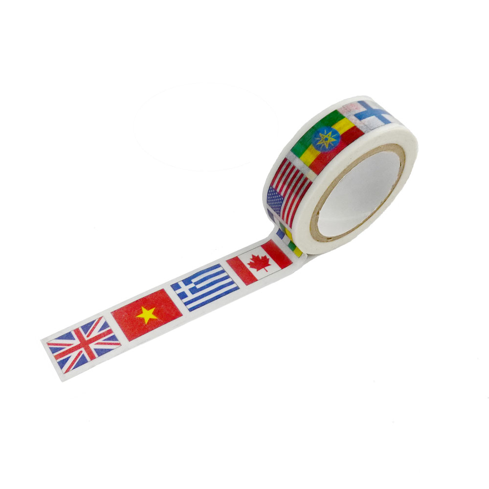 TOSPA コロコロマスキングテープ 世界の国旗柄 装飾用テープ